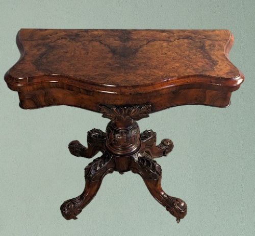 A Victorian Burr Walnut Card Table