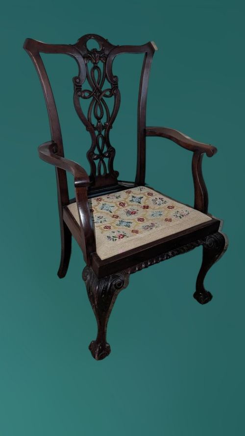 Mahogany Chippendale Style Carver Chair