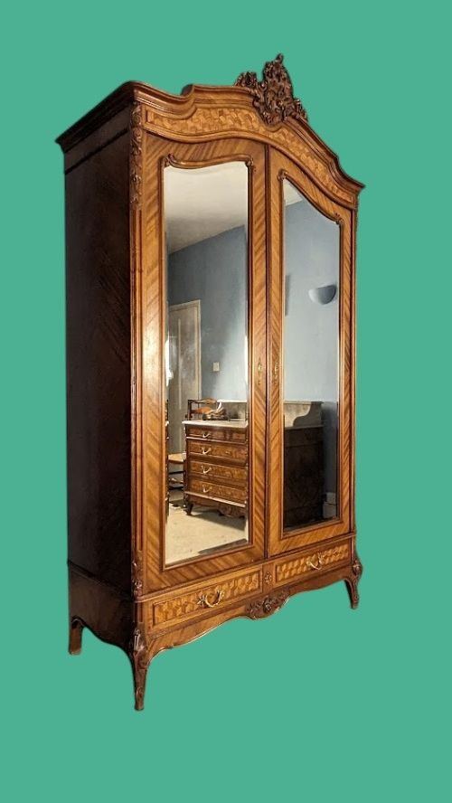 A French Walnut Double Wardrobe/ Armoire