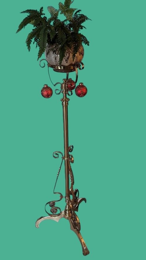 Victorian Brass  Extending Torchiere / Plant Stand