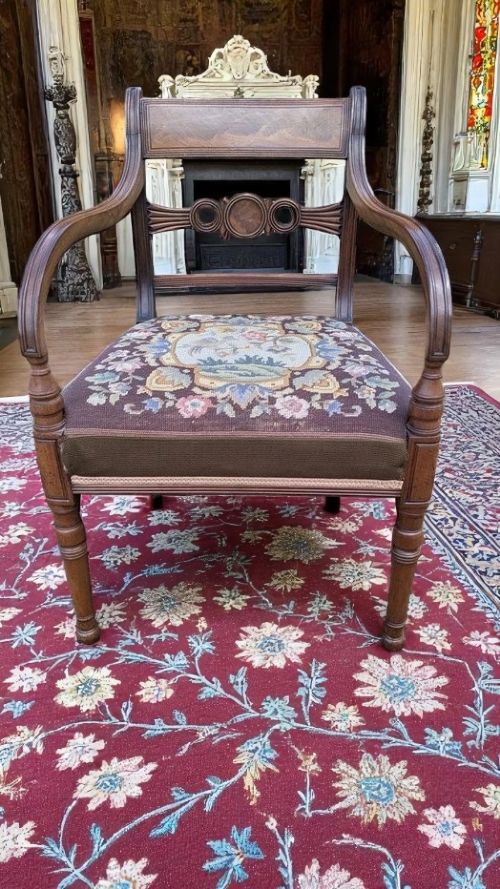GEORGIAN MAHOGANY DESK ELBOW CHAIR