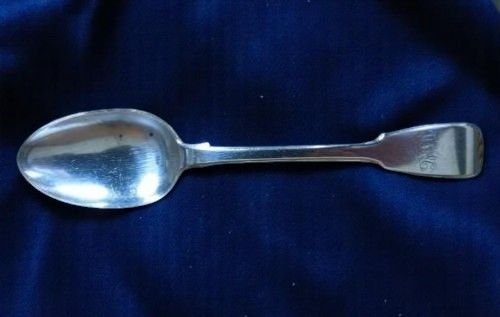 A Solid Silver Fiddle Pattern Serving Spoon. 
