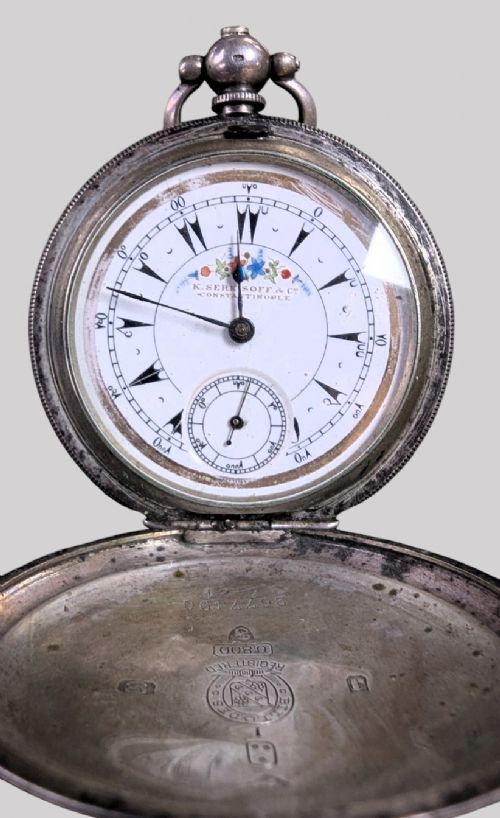 A TURKISH SILVER FULL HUNTER POCKET WATCH