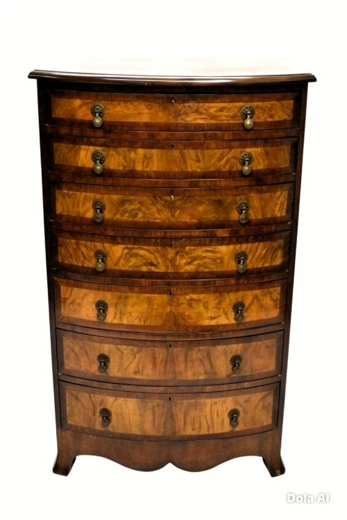 BURR WALNUT CROSSBANDED CHEST OF DRAWERS