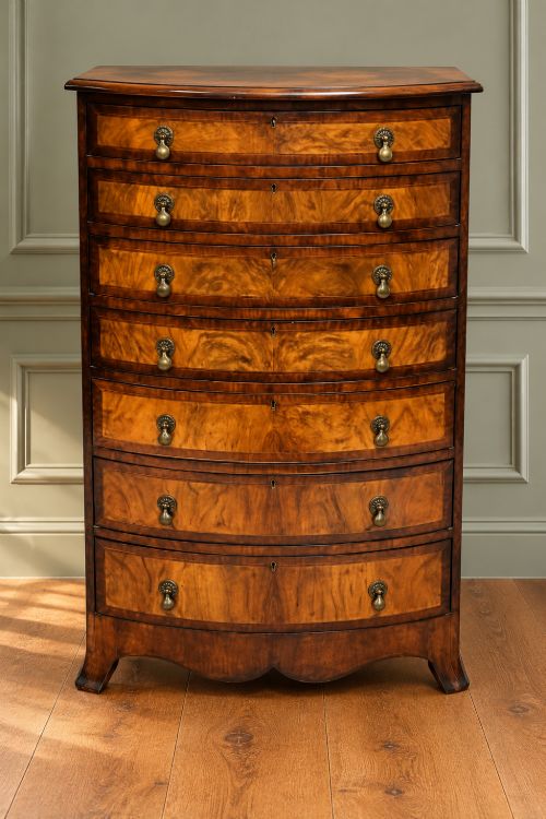 Burr Walnut Crossbanded Chest of Drawers