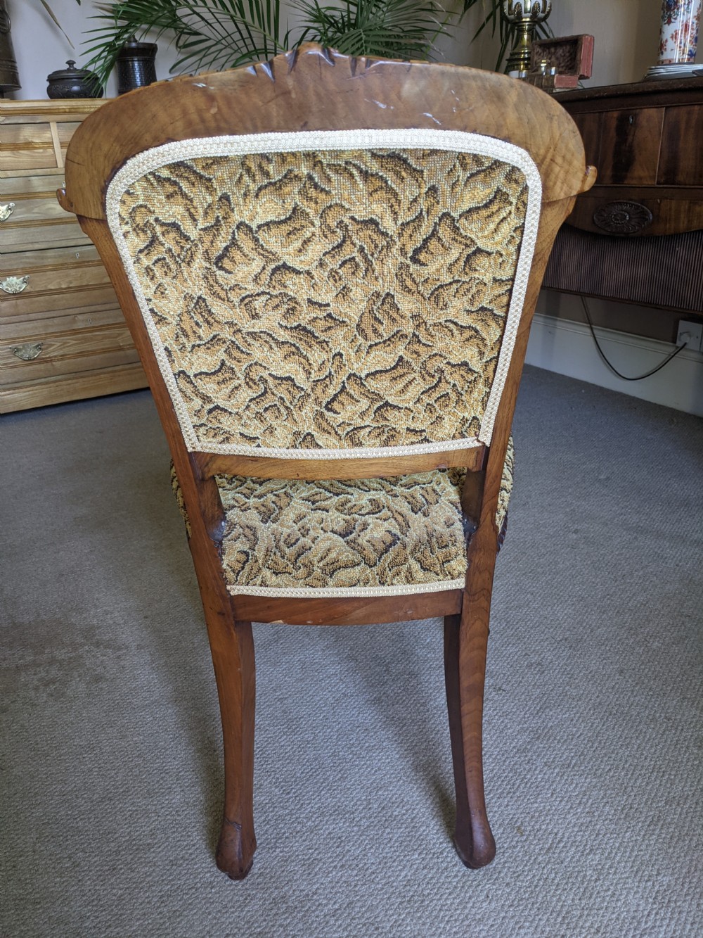 Set of four Victorian walnut dining chairs View V