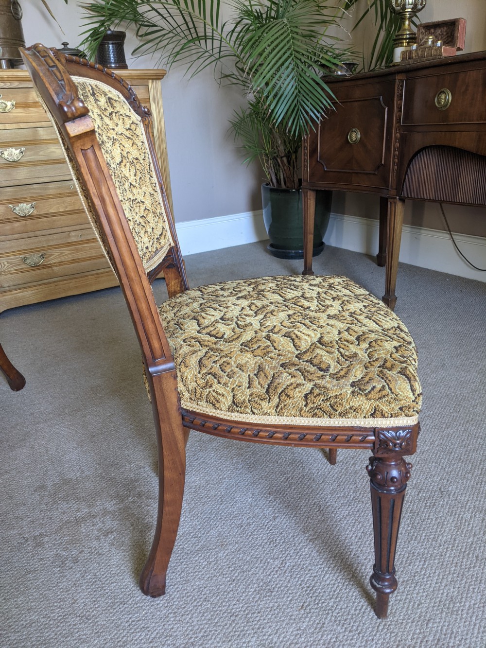 Set of four Victorian walnut dining chairs View VI