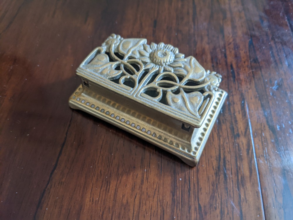 Art Nouveau Brass Stamp Tidy. View III