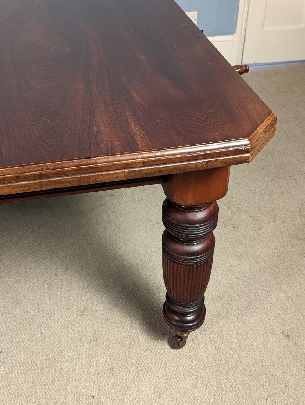 Late Victorian, 12 seater, extending dining table. View IX