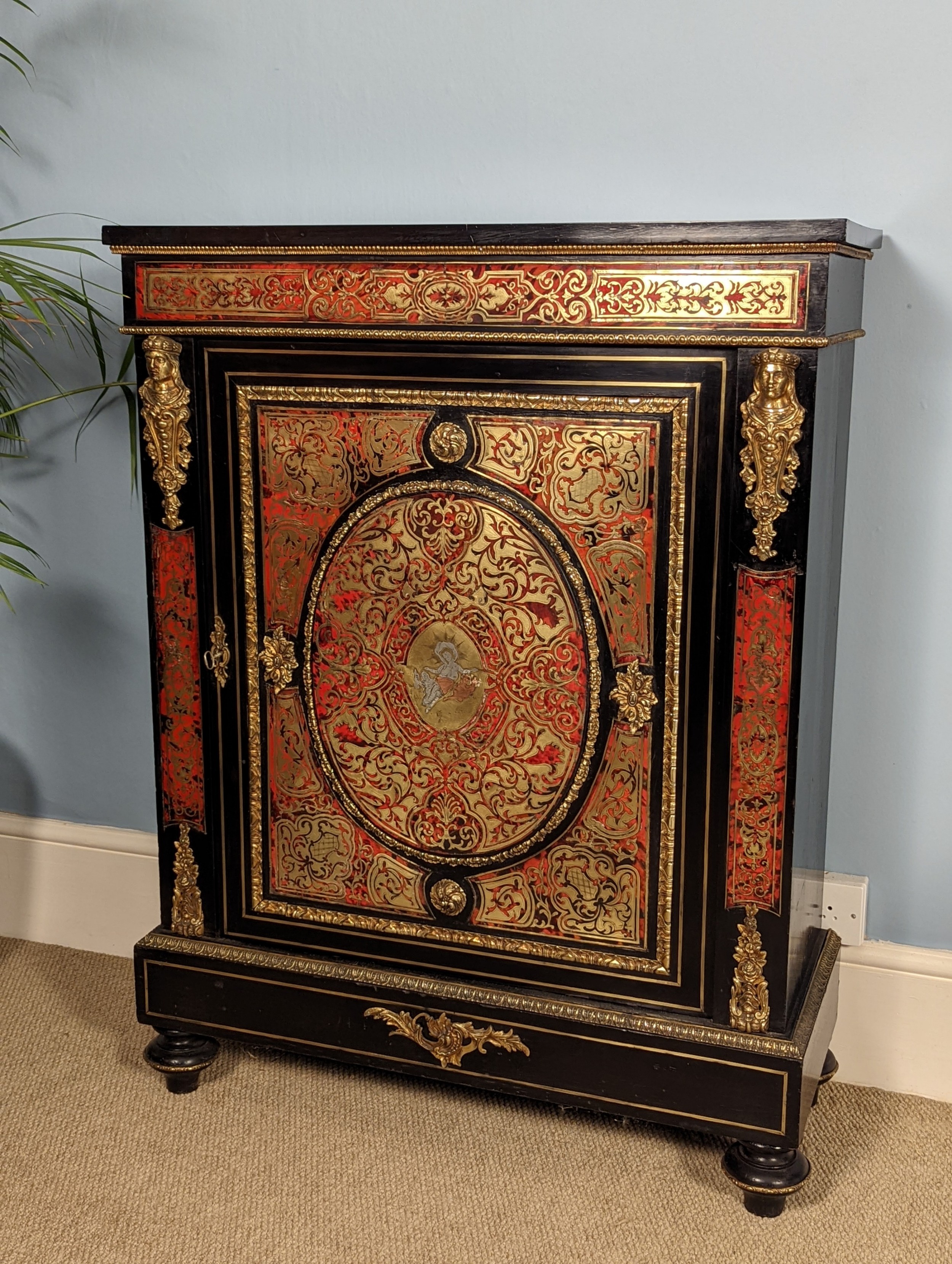 19th Century Ebonised and Boulle Pier Cabinet