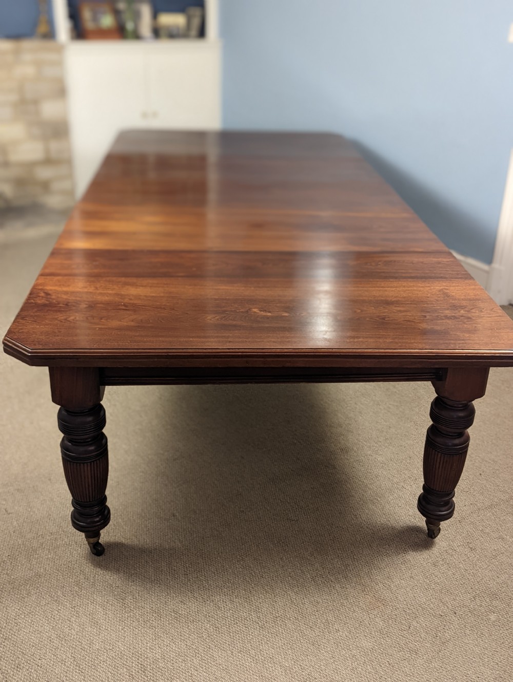 Late Victorian, 12 seater, extending dining table. View VIII