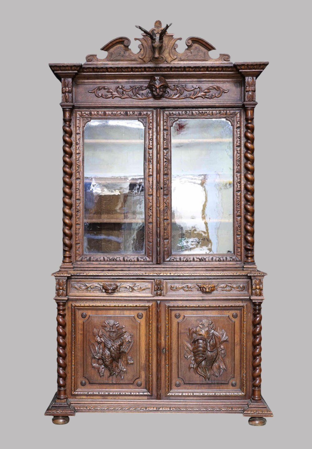 19thCentury Carved Oak French Bookcase