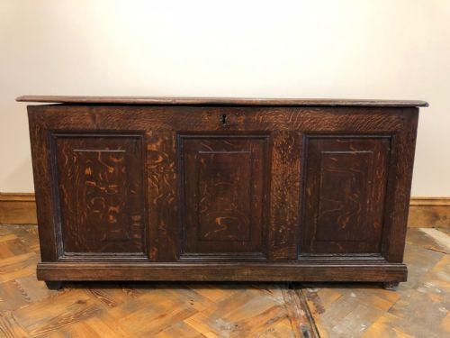 18th Century Welsh Oak Coffer with Panel Front