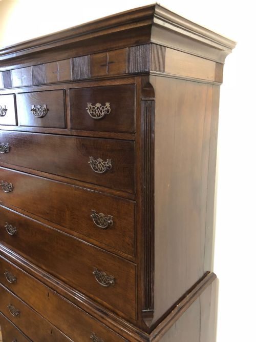 fig 1. Late 18th Century Welsh Oak Two Stage Tall Boy Chest Upon Chest
