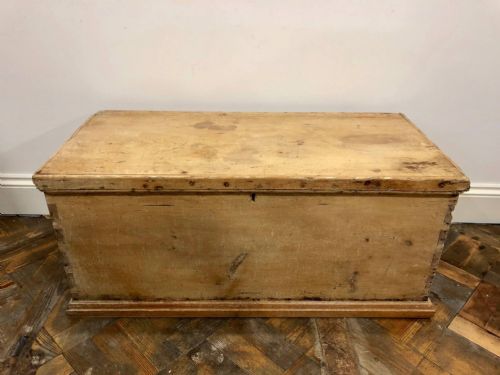 fig 1. 19th Century Antique Pine Storage Chest, Trunk or Blanket Box