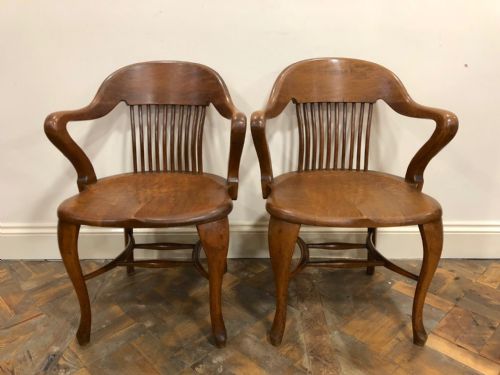 Pair of Unusual 1920s Antique Bow Armchairs