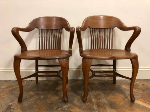 fig 1. Pair of Unusual 1920s Antique Bow Armchairs