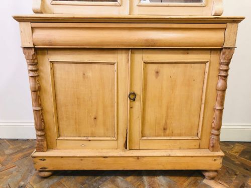 fig 1. Victorian Pine Two Stage Cabinet or Dresser with Glazed Front