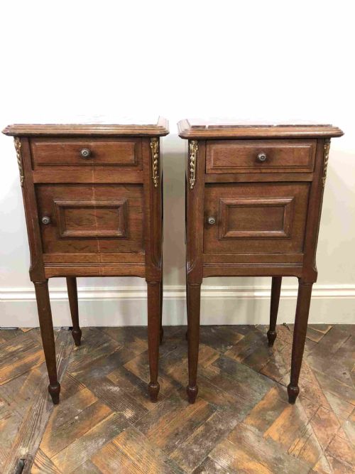 

Pair of Antique Marble Top Cupboards - Ideal as Bedside Cabinets
