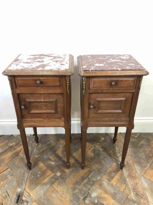 fig 1.
Pair of Antique Marble Top Cupboards - Ideal as Bedside Cabinets