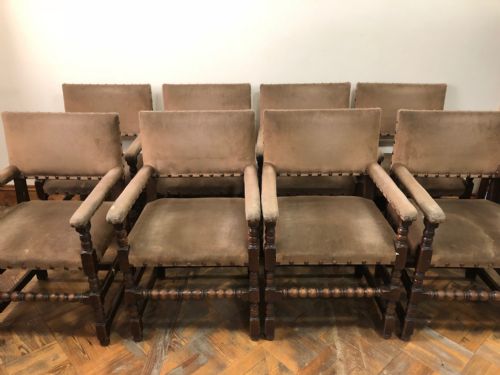 Set of Eight 17th Century Style Armchairs