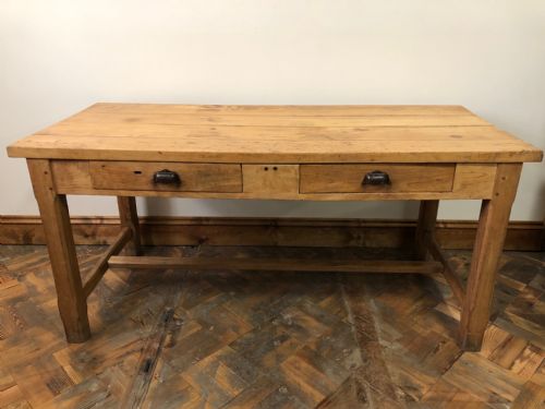 Antique Pine Two Drawer Farmhouse Dairy Table