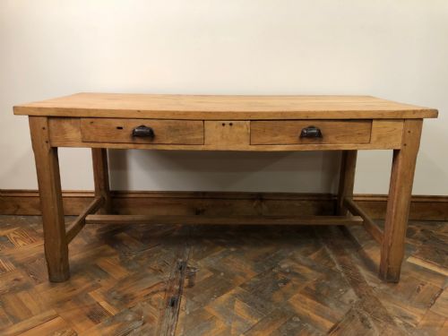 fig 1. Antique Pine Two Drawer Farmhouse Dairy Table