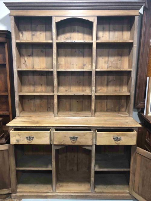 fig 1. Large Pine Dresser with Cupboard Base and Compartment Rack Top