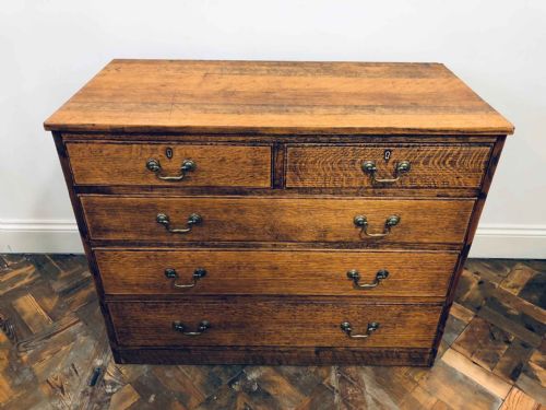 fig 1. Early 20th Century Tiger Oak Chest of Drawers