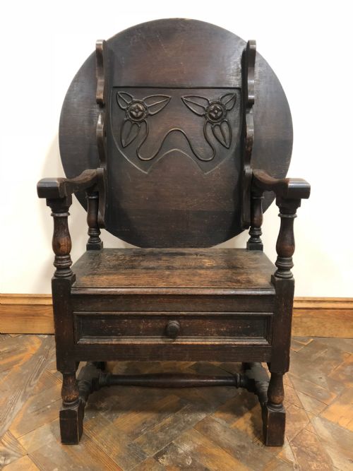 An Unusual Antique Oak Monks Seat Bench