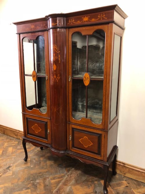 fig 1. Edwardian Mahogany Inlaid Glass Display Cabinet