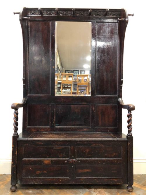 fig 1. High Back Hall Stand Settle Bench