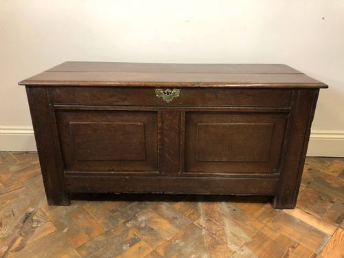 18th Century Welsh Oak Coffer with Panel Front