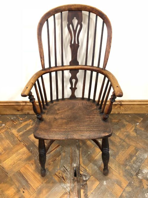 19th Century Ash and Elm Slat Backed Windsor Armchair