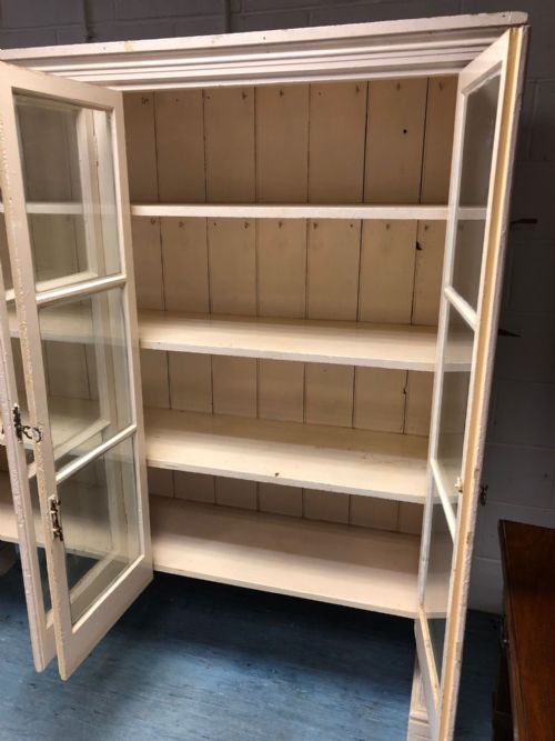 fig 2. Large White Painted Glazed Bookcase Cupboard