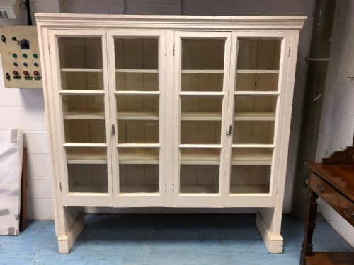 Large White Painted Glazed Bookcase Cupboard