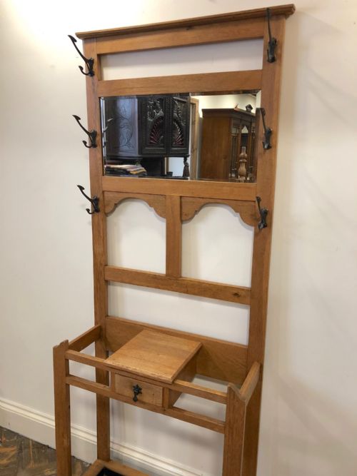 fig 1. Light Oak Edwardian Hall Stand with Glove Box