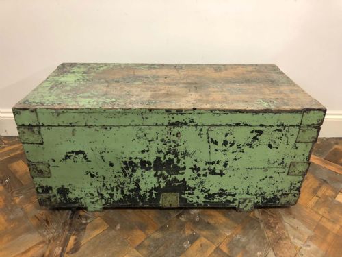 fig 1. Metal Bound Distressed Painted Teak Sea Chest