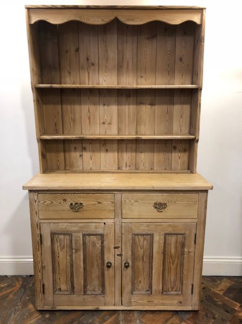 Narrow Stripped Pine Country Dresser