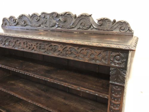 fig 1. 19th Century Gothic Style Carved Oak Bookcase