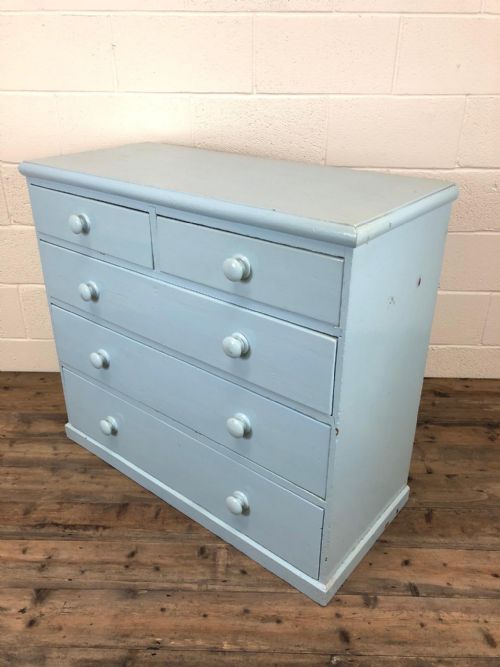 fig 1. Blue Painted Victorian Pine Chest of Drawers