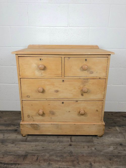 Victorian Country Pine Chest of Drawers on Bun Feet