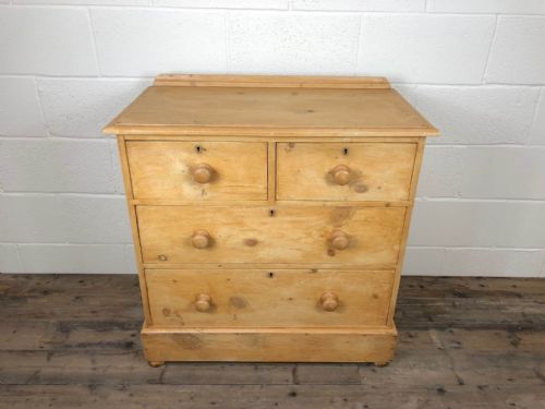 fig 1. Victorian Country Pine Chest of Drawers on Bun Feet