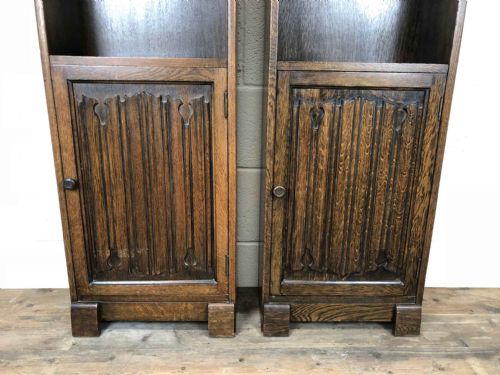 fig 2. Pair of Early 20th Century Solid Oak Slim Bookcases