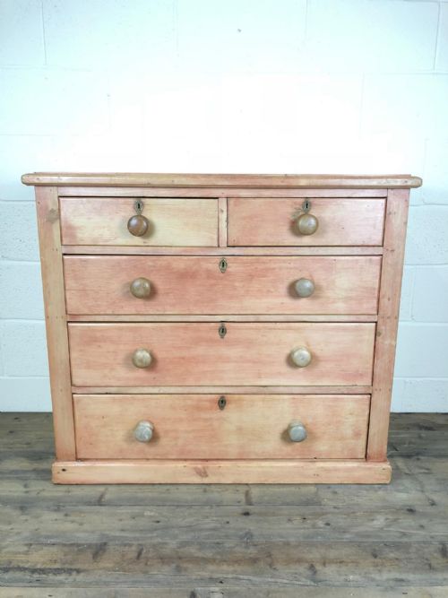 19th Century Victorian Stripped Pine Country Chest of Drawers