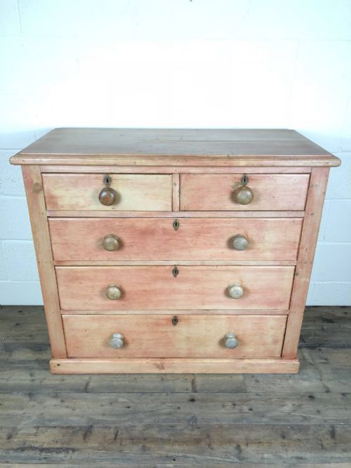 fig 1. 19th Century Victorian Stripped Pine Country Chest of Drawers