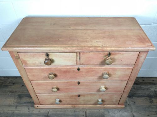 fig 2. 19th Century Victorian Stripped Pine Country Chest of Drawers