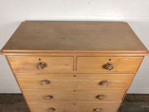 fig 2. Large 19th Century Victorian Stripped Pine Chest of Drawers