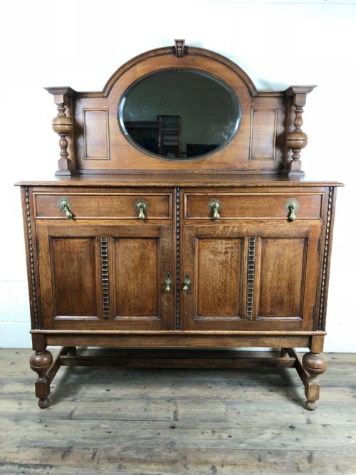 Antique Oak Mirror Back Sideboard