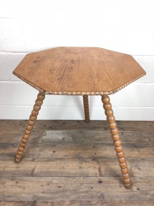 Octagonal Pine Table on Bobbin Turned Legs